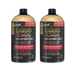 Qunol Liquid CoQ10 100mg Orange Pineapple flavor, 2-pack, 60 servings per bottle, 20.3 oz total