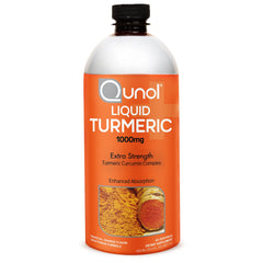 Qunol Liquid Turmeric Curcumin bottle with Black Pepper label