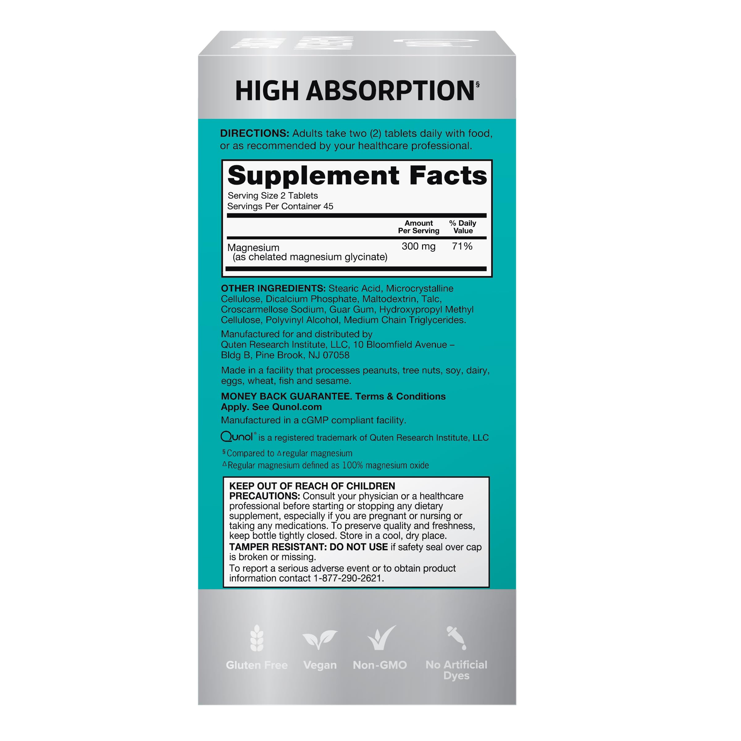 90-count bottle of Qunol Magnesium Glycinate 300mg 90-count bottle of Qunol Magnesium Glycinate 300mg