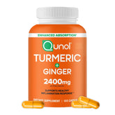 Front view of Qunol Turmeric Curcumin bottle with Black Pepper & Ginger