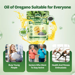Oregano oil softgels with black seed oil ingredients and carvacrol & thymoquinone per serving