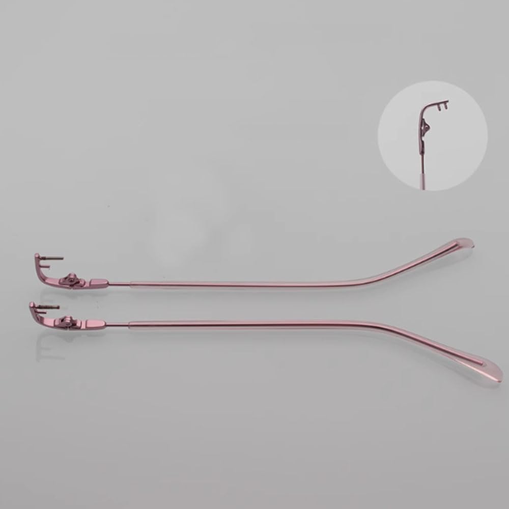 QYAJS pink rimless eyeglass frame arms – side view 02