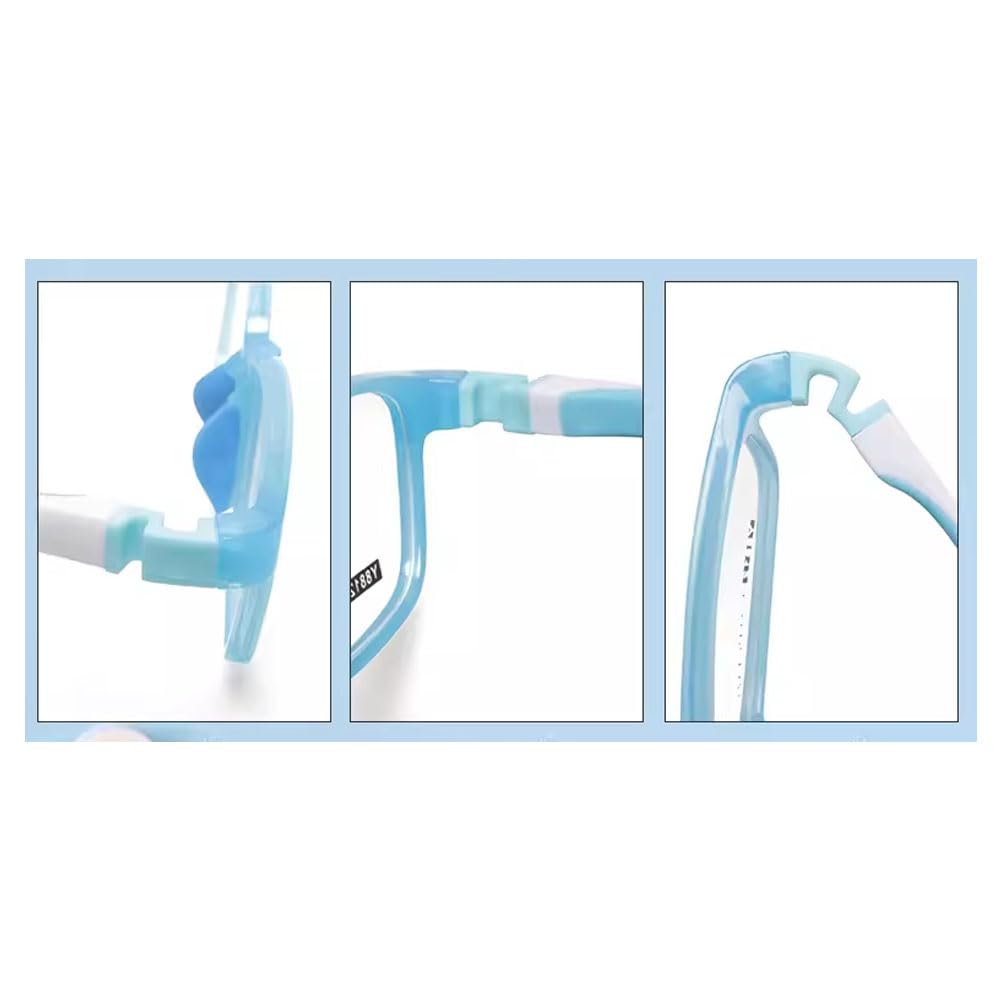 QYAJS blue silicone eyeglass arms replacement temples - back view