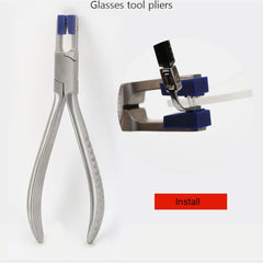 Close-up of rubber plug heads on frameless glasses repair tool