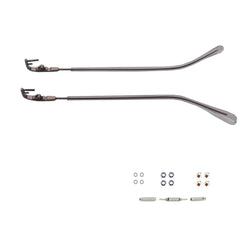 QYAJS metal eyeglass frame arms in gun color, rimless design