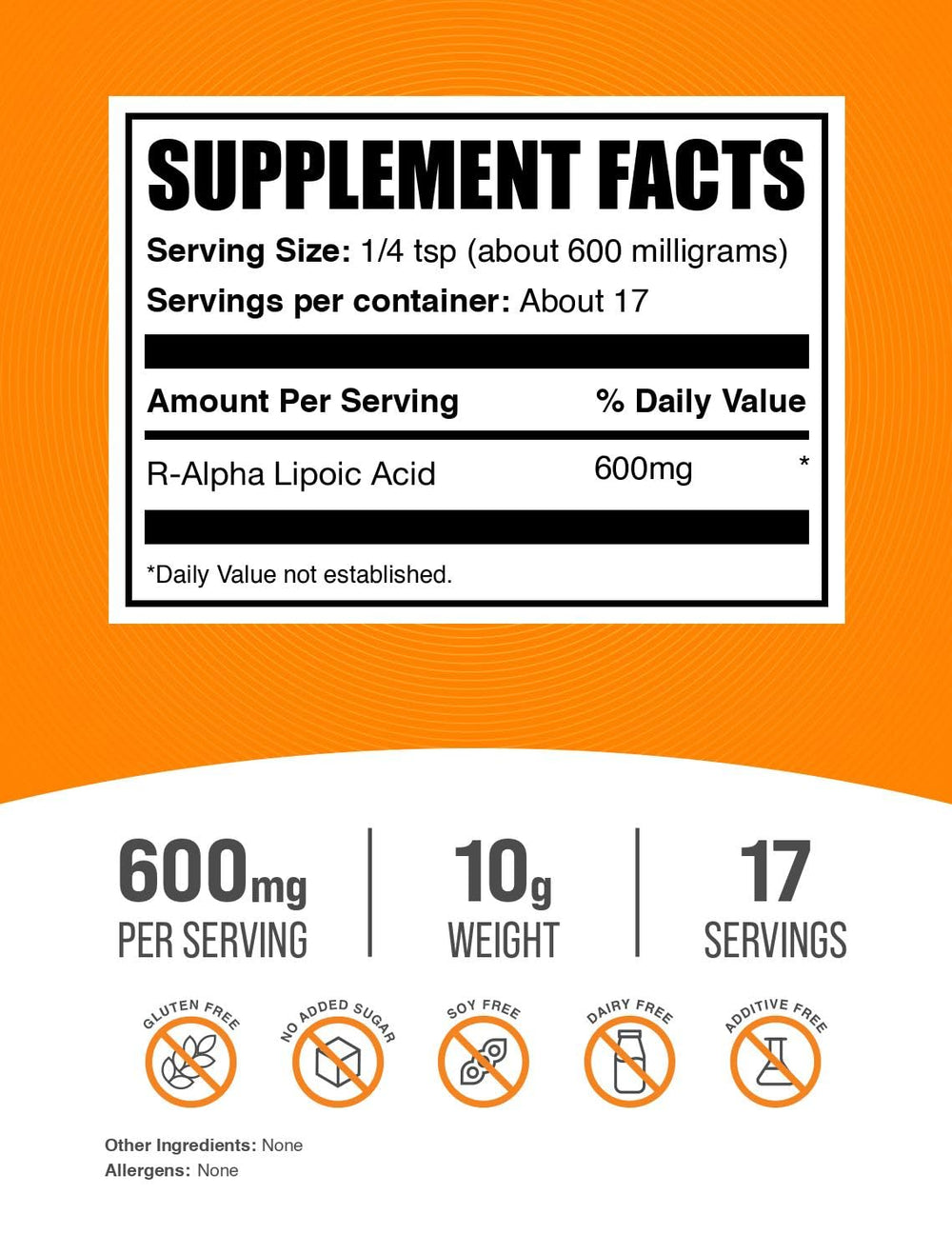 Unflavored R-Alpha Lipoic Acid powder for shakes
