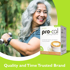 Pro-Cal Pudding Shake box showing 7 packets per box