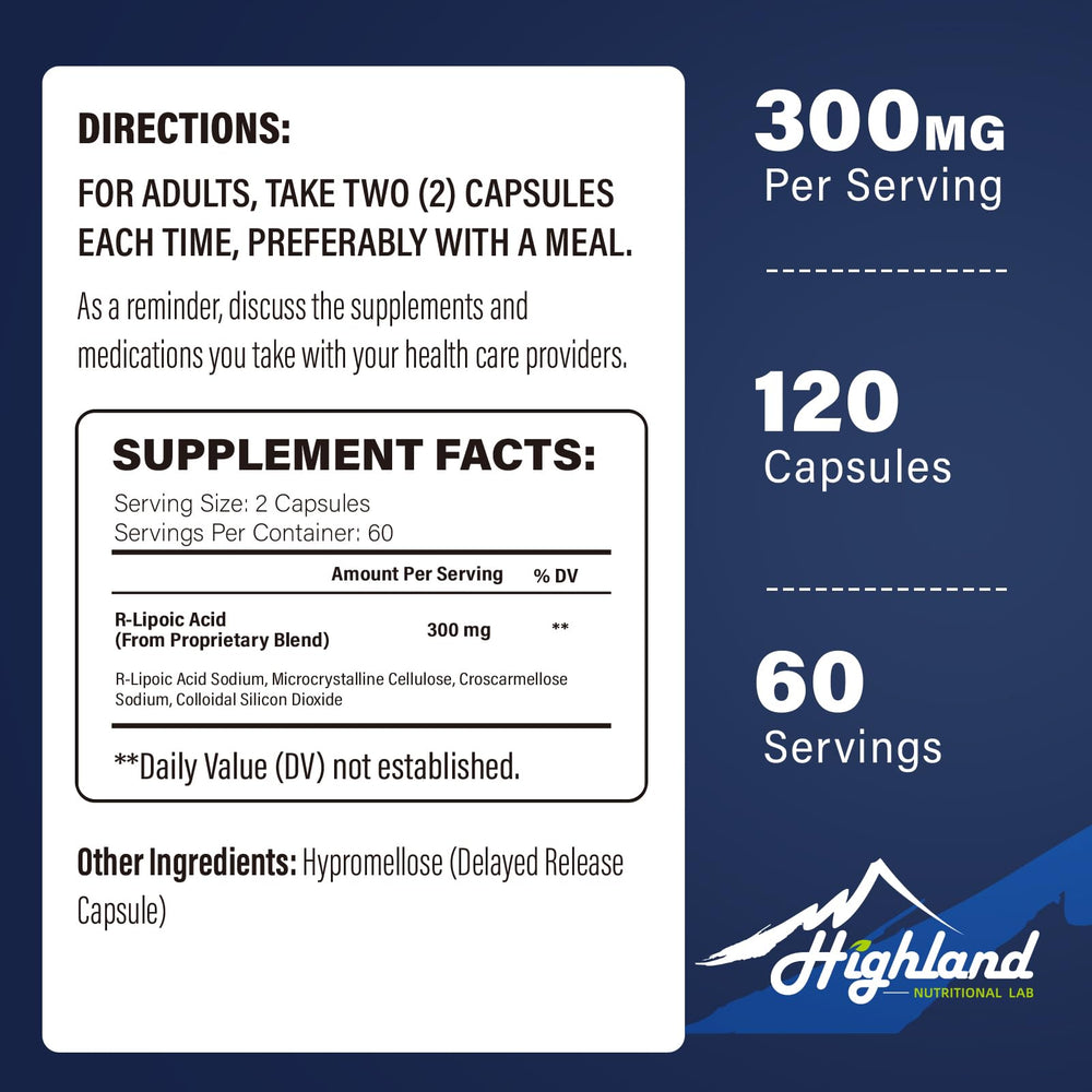 Highland Nutritional Lab R-Lipoic Acid 120 capsules packaging