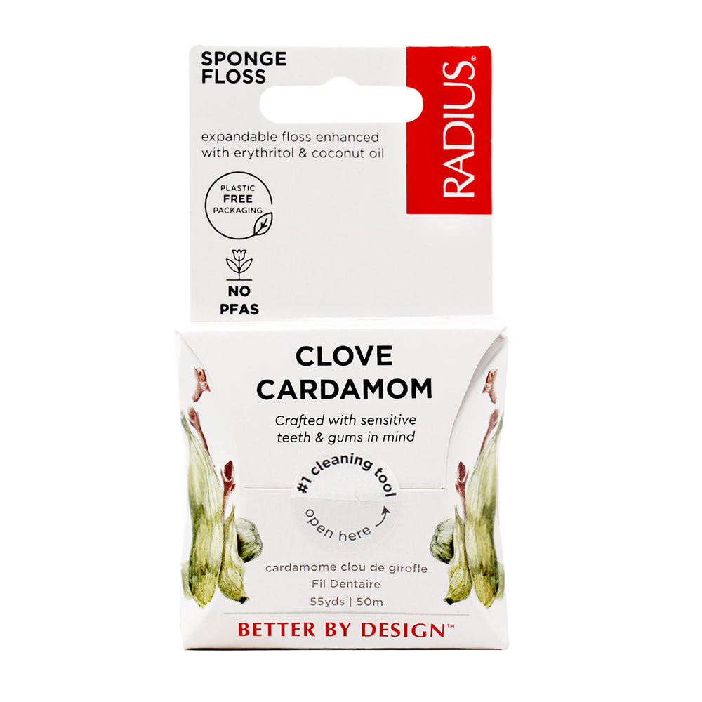 Plastic-free packaging and recyclable outer cardboard box for Radius dental floss