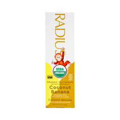 Radius USDA Kids Organic Toothpaste Coconut Banana 3 oz box and tube