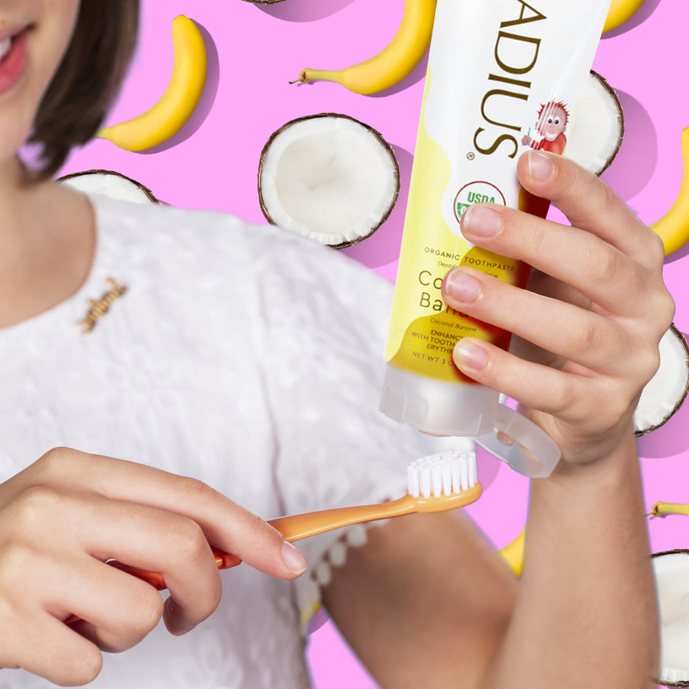 Non-toxic toothpaste tube emphasizing natural ingredients
