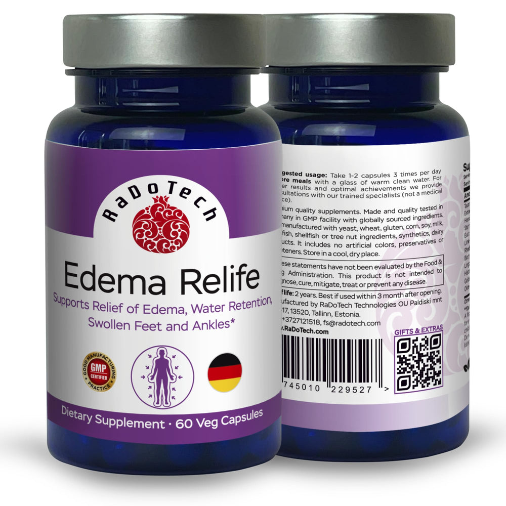 GMP-certified manufacturing badge for RaDoTech Edema Relife