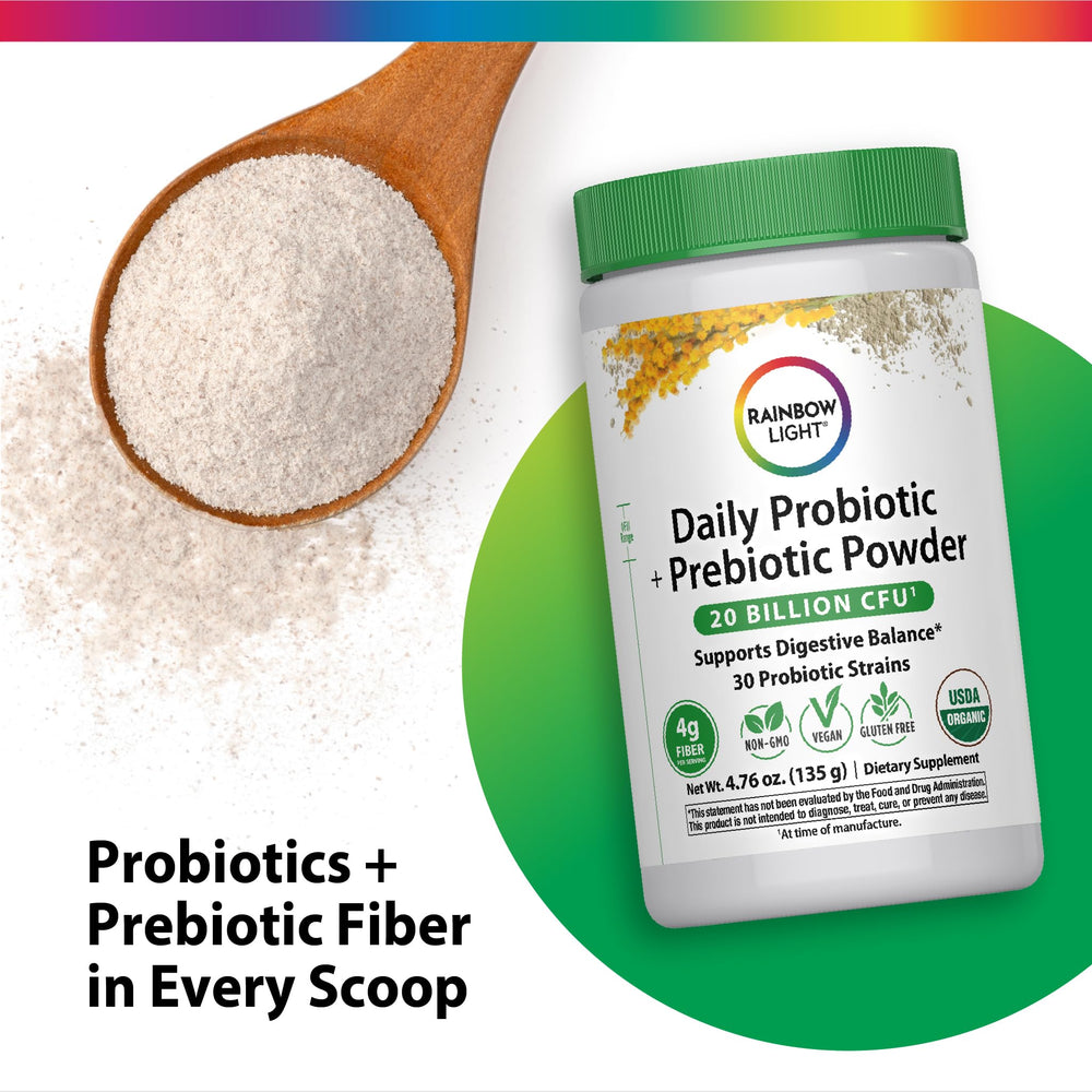 Scoop with Rainbow Light probiotic powder for easy mixing