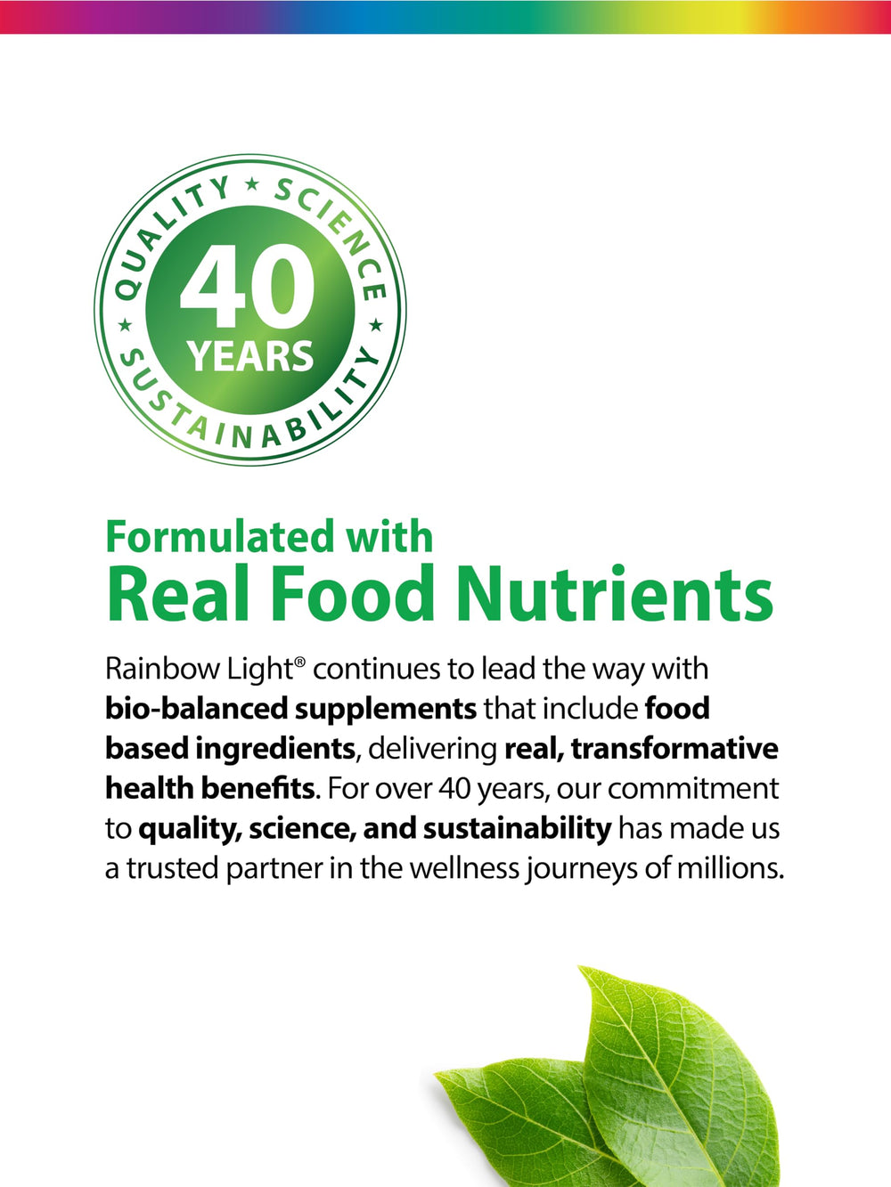 Allergen-free label for Rainbow Light Menopause One Multivitamin
