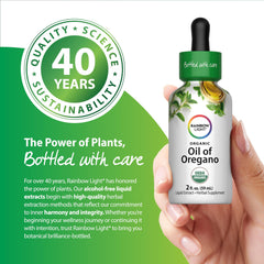 Box and bottle of Rainbow Light Organic Oil of Oregano