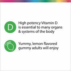 Nutrition facts panel for Rainbow Light Sunny Gummies D3 1000 IU