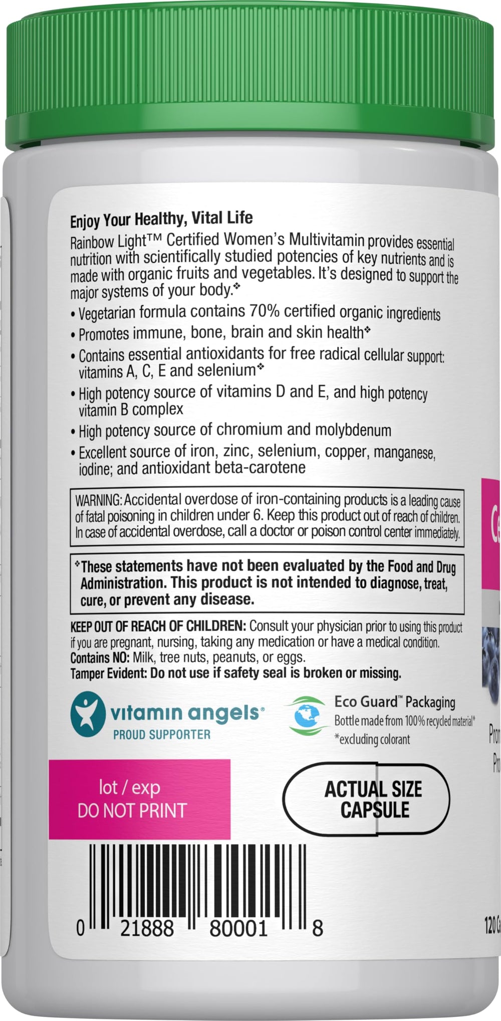 Rainbow Light multivitamin packaging highlighting organic fruits and vegetables