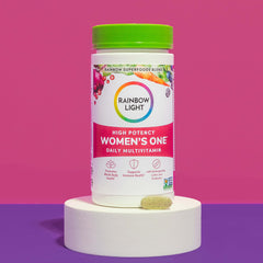 Healthy lifestyle concept with Rainbow Light multivitamin