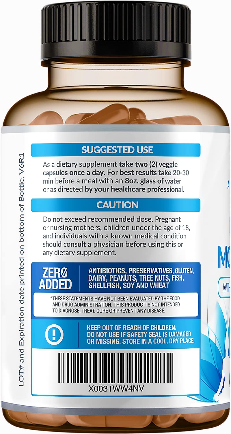 Product shot of Calm Mood Support bottle on a wooden surface