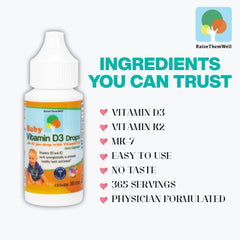 Infant bottle showing 365 servings per bottle