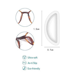 Nose pads mounted on glasses showing increased lift and comfort