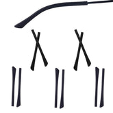 Soft silicone anti-slip temple tips for flat thin metal eyeglass legs in black