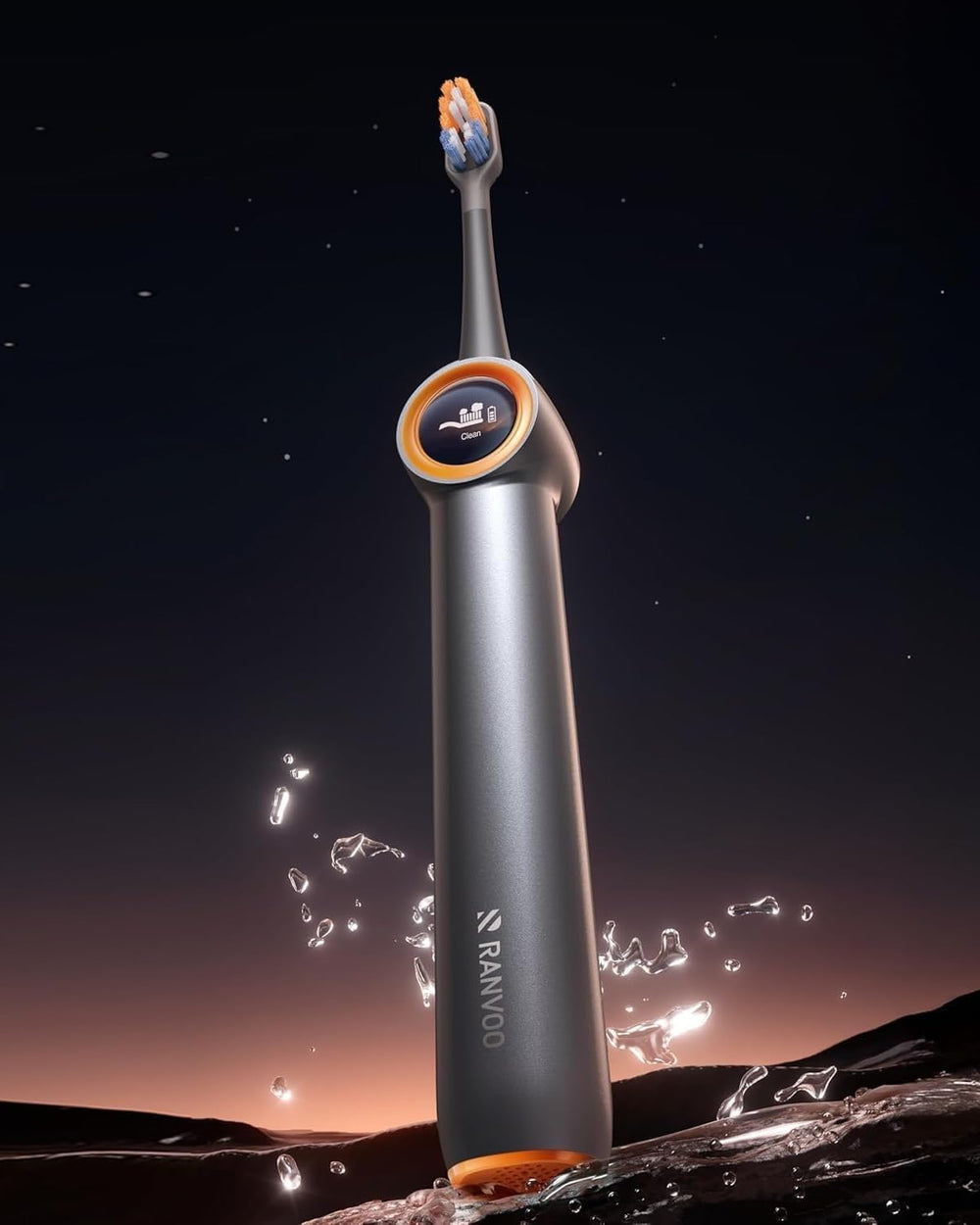 RANVOO Bubble Sonic Electric Toothbrush in grey and white – side view
