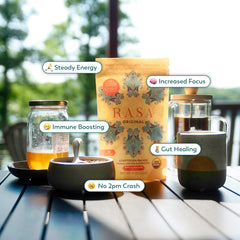 Serving suggestion for Rasa Original AIP Diet adaptogenic coffee alternative