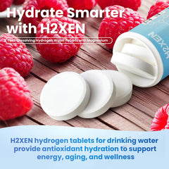 Raspberry-flavored hydrogen tablets close-up