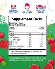 Close-up of raspberry-flavored chewable magnesium gummies for kids