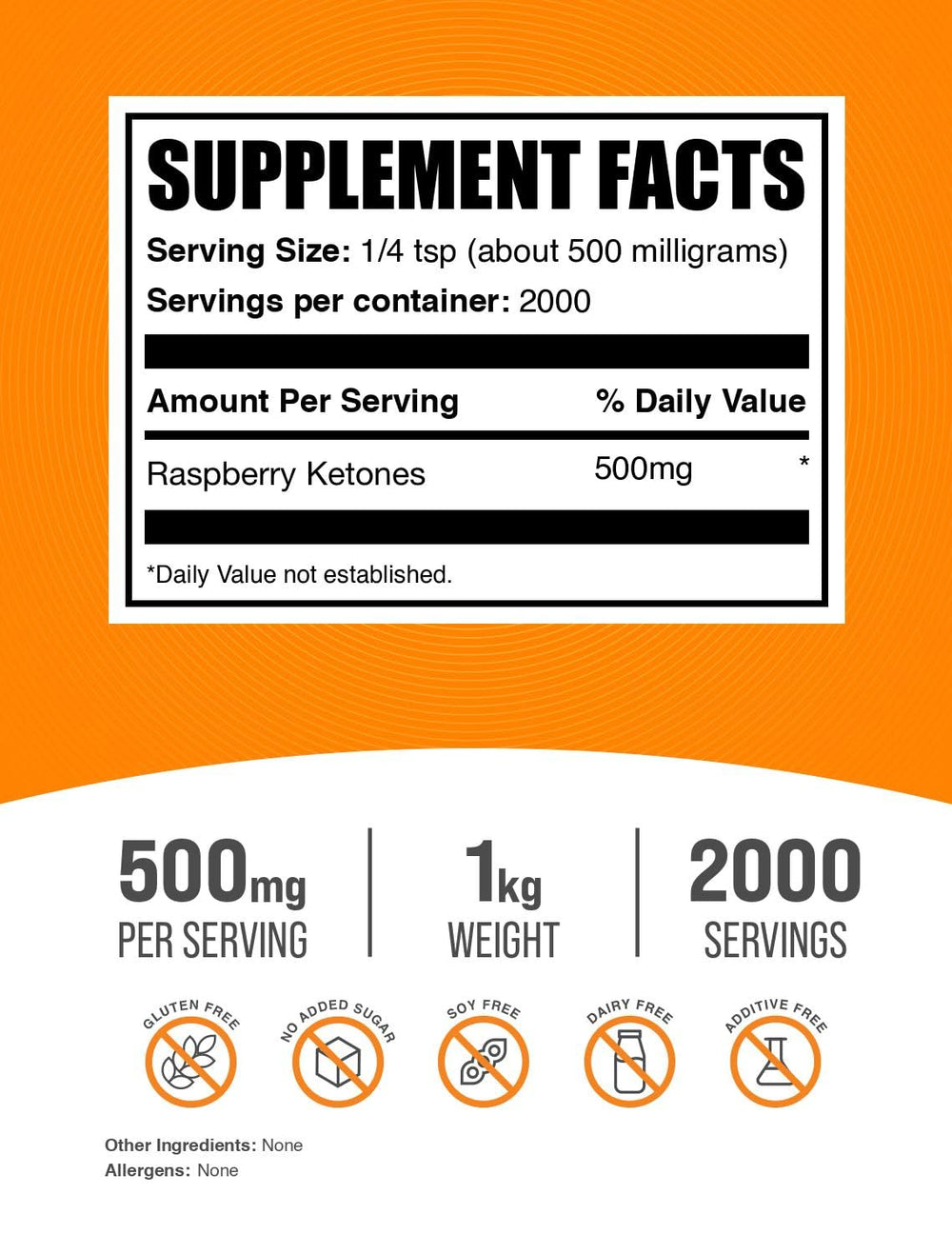 Raspberry Ketones powder 500mg per serving in bulk 1kg