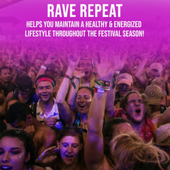 Rave Repeat bottle packaging front close-up