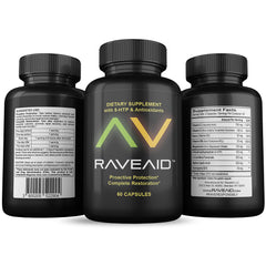 RaveAid bottle front label