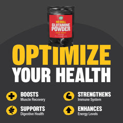 Side view of Raw Barrel No Bull L-Glutamine Powder bottle