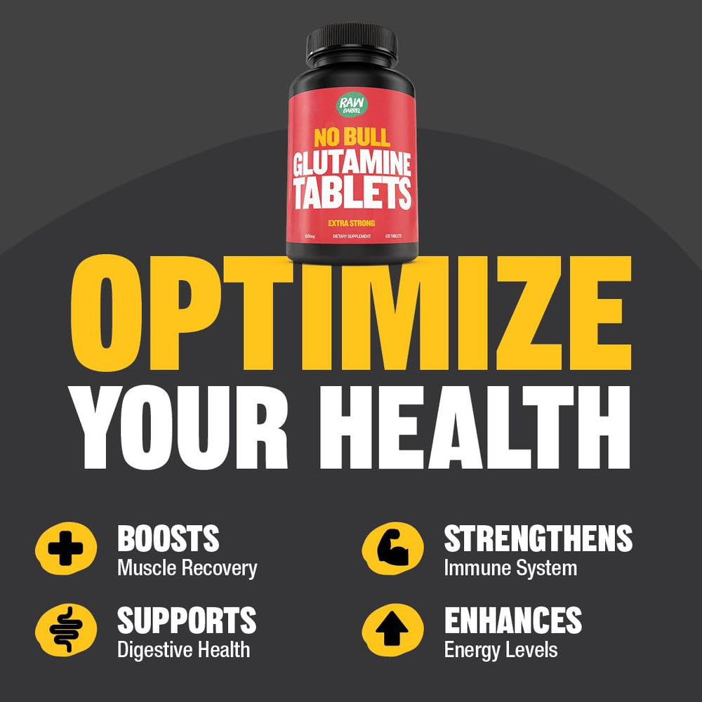 Raw Barrel No Bull L-Glutamine bottle with label