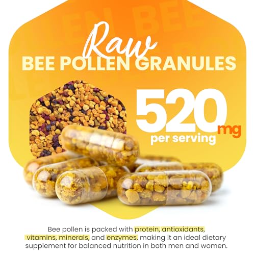 Raw Natural Bee Pollen Capsules (Vegetarian)