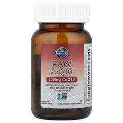 Close-up of Raw CoQ10 200mg softgels