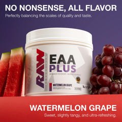 Close-up of RAW EAA Plus Watermelon Grape powder texture