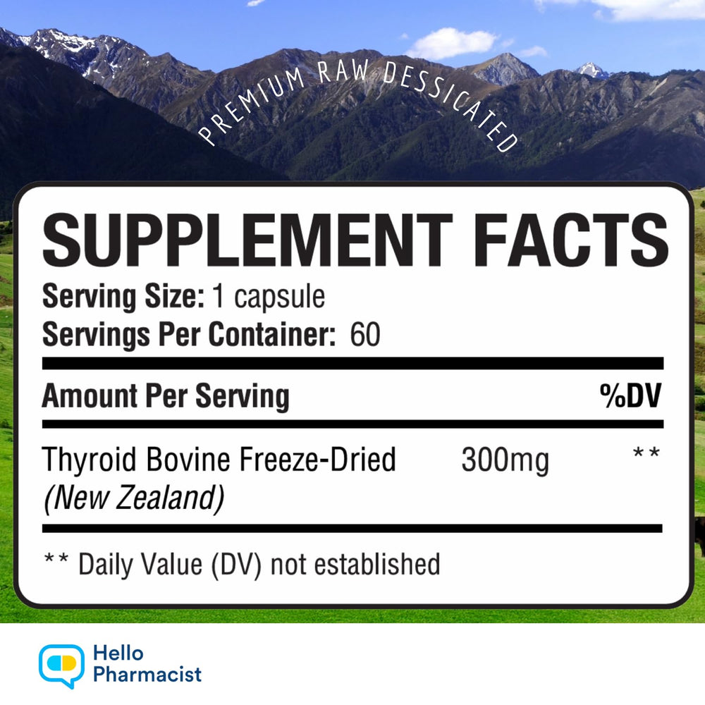 Close-up of a 300mg bovine thyroid capsule