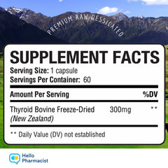 Close-up of a 300mg bovine thyroid capsule