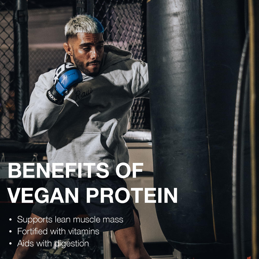 RAW Vegan Protein Acai Bowl packaging image conveys sustainable, convenient 25-serving format