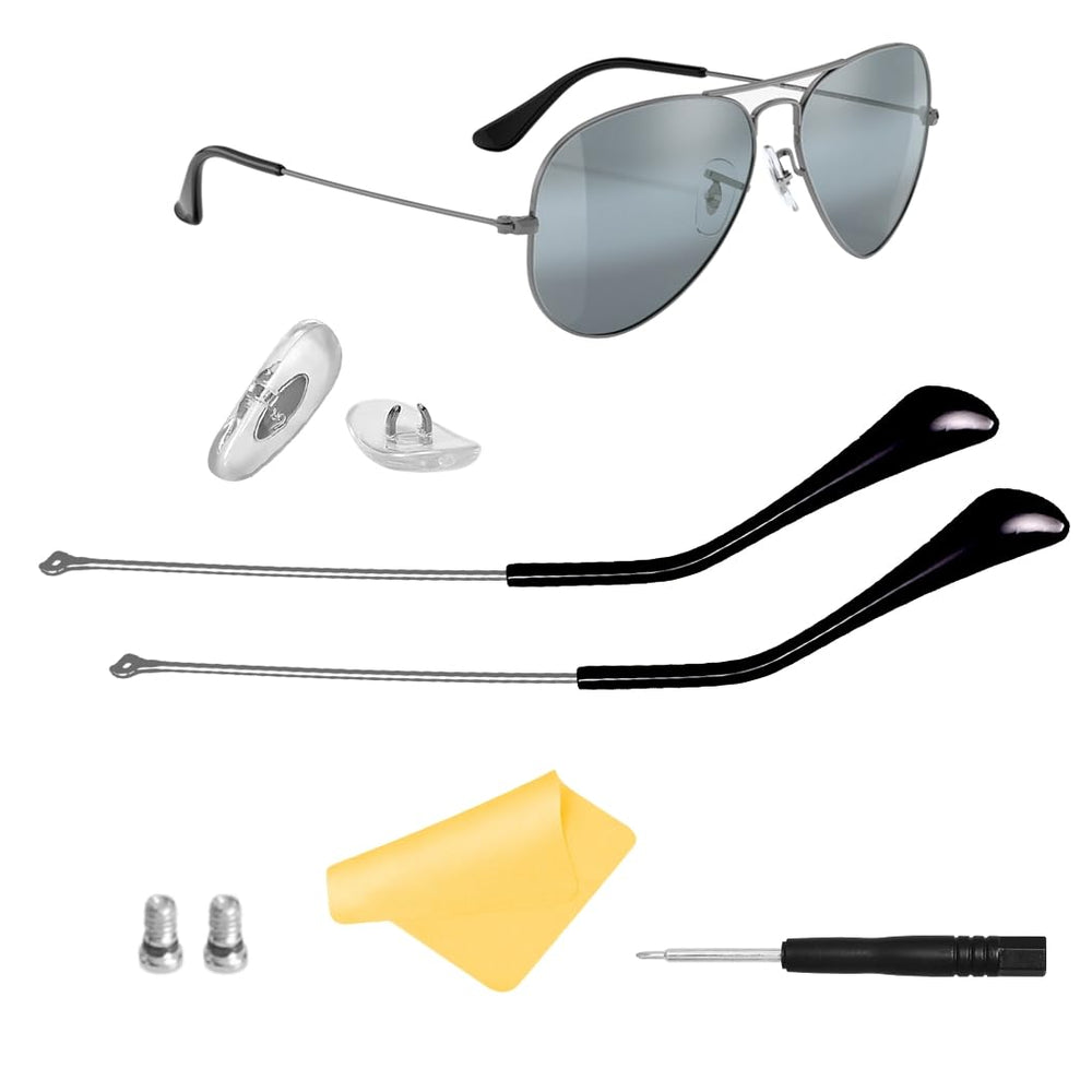 Ray-Ban Aviator replacement temple arms in gunmetal with black tips