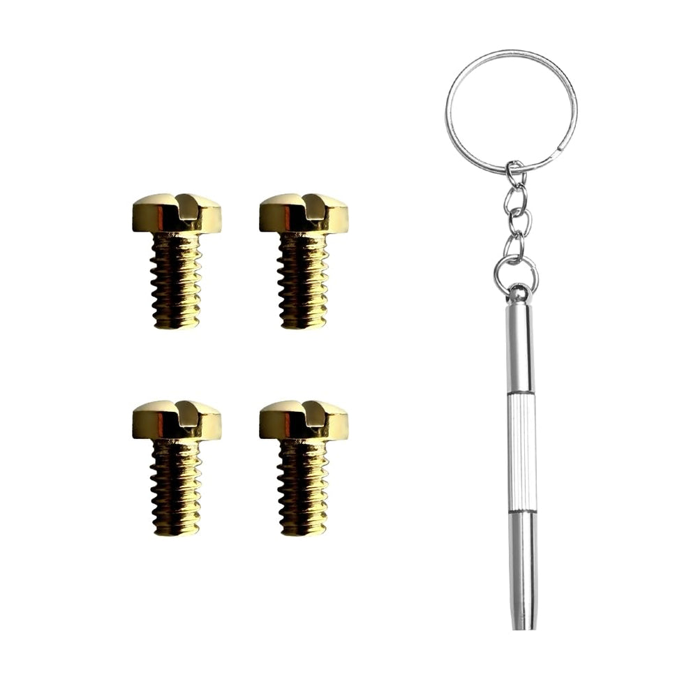 Golden back-side hold screws close-up for Ray Ban Clubmaster