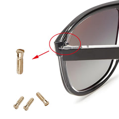 Close-up of replacement screws showing twist feature for high-grade glasses