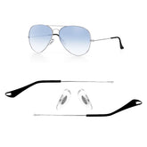 Ray-Ban Aviator 3025 replacement silver temple arms (front view)