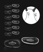 Six silver replacement Ray-Ban nose pads for Aviator sunglasses with clip-on holders