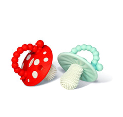 Close-up of Chompy teether showing massage bristles