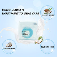 Coconut oil infusion layer on dental floss with vegan wax