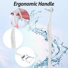 Floss head angled at 135 degrees for easy access