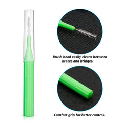 Green 2mm interdental brush head close-up